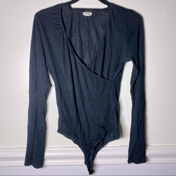 Long-sleeve Cross Front Bodysuit - Picture 1 of 3